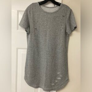 Distressed Dress Heather Gray Short Sleeve sz S